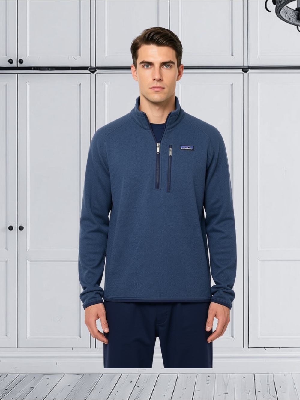 Patagonia Men's Better Sweater 1/4 Zip Fleece Pullover-Navy- Size Small